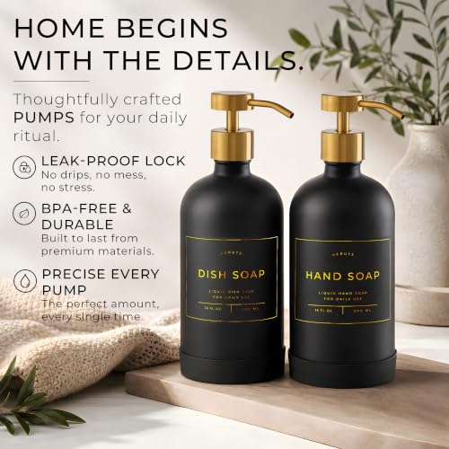 Soap Dispenser Pump | Stainless Steel Replacement | Durable, Rustproof | for Glass & Plastic Bottles with 28mm 28/400 Thread - 2 Pack (Brushed Gold) - color: Brushed Gold