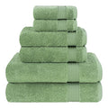 Cotton Paradise Towel Set of 6, 2 Bath Towels, 2 Hand Towels and 2 Washcloths Towels for Bathroom Sets, Green - color: Sage Green, size: 6 PC SET (27x54" + 16x28" + 13x13")