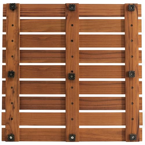 VaeFae Teak Shower Mat, Non-Slip Bath Mat, Luxury Spa Mat, Wooden Mat for Bathtub, 20 x 20 in - size: 20" x 20" (Square)