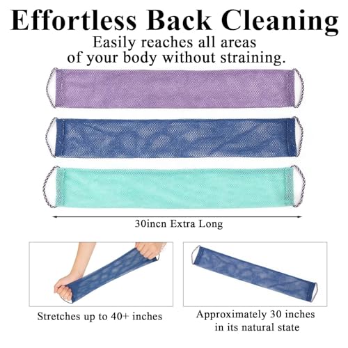 3 PCS African Exfoliating Net African Net Sponge,Exfoliating Body Scrubber Back Scrubber for Shower,Exfoliating Washcloth African Net Bath Sponge Exfoliating Net for Men Women Daily Shower Bathing - style: 3PCS Blue+Green+Purple