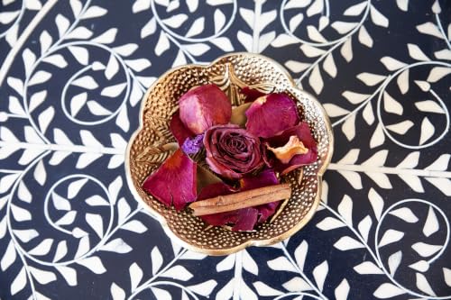 Brass Jewelry Bowl – Gold Color Circular Small Round Spoon Rest Soap Dish Candle Holder - Perfect Catchall Tray for Candles, Jewelry, Rings, and Trinkets (Gold with Embossed Rose Design) - color: Gold With Embossed Rose Design