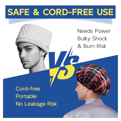 Years calm Shower Cap for Men, Waterproof & Heat-Retaining Hair Treatment Cap – Reusable Men’s Shower Cap with Foil Lining, Elastic Band, for Steam Care, Hair Mask & Oil Conditioning - color: Red