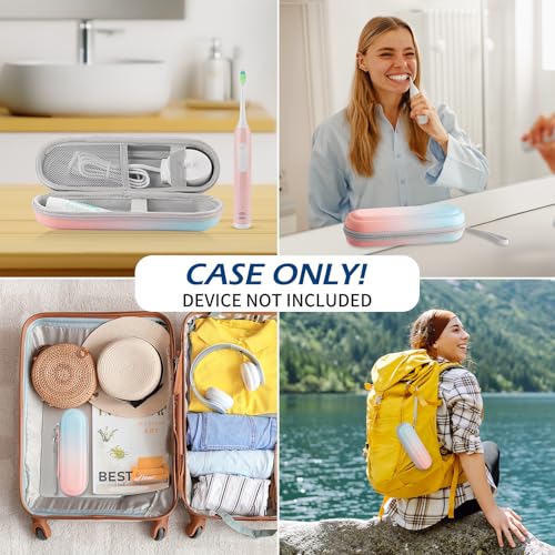 Toothbrush Travel Case for Oral B/Oral-B Pro 1000 1500 5000 7000 & Philips Sonicare 4100 1100 5300 5100 6100/iO Electric Toothbrush, Hard Protective Storage Bag (Gradient) - color: Gradient