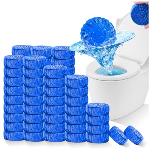KIISIISO Automatic Toilet Bowl Cleaner Tablets Blue 72 Pack, Drop-In Tank Cleaner for Bathroom, Prevent Stains & Deodorize, Septic Safe, Long-Lasting Cleaning Tabs - Fresh Scent - size: 1 Count (Pack of 72)