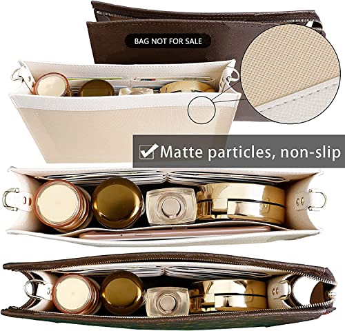 Premium Leather Purse Insert Organizer Compatible with LV Toiletry Pouch 19/26 with Gold Buckles - color: Beige, size: Large-26