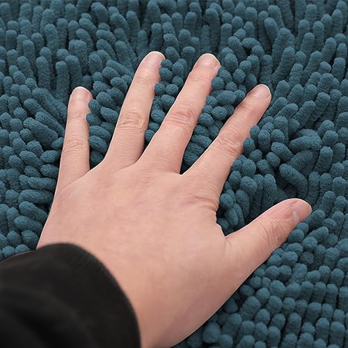 Non-Slip Bath Rug,Extra Soft Microfiber Bedroom Shag Carpet with Anti-Slip Backing,Water/Dust Absorbent Fast Dry Shower Mat,Sound Insulated Stairs Pad,Machine Washable (Turquoise,12 x 24 Inches) - color: Turquoise, size: 2' x 1' (Rectangular)
