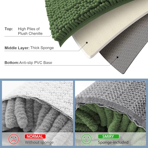 Smiry Luxury Chenille Toilet Rugs U-Shaped 20x20, Soft Absorbent Non-Slip Contour Bathroom Rugs for Toilet, Machine Washable Contoured Bath Mats, Olive Green - color: Olive Green, size: 20" X 20" Contour Rug