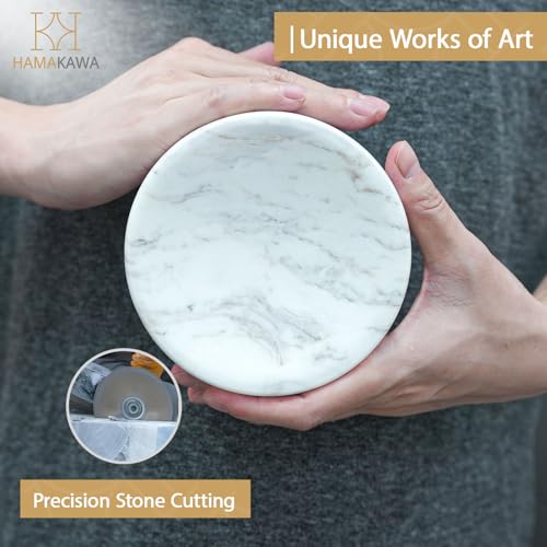 Natural Marble Soap Dish, Round Carrara White Jewelry Dish, Limestone Shower Soap Holder, Modern Stone Sponge Holder, Bar Soap Saver Tray for Bathroom, Kitchen, Easy to Clean - color: Carrara White 4.5-in Circ