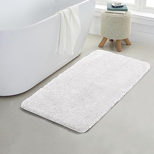 YHF Bathroom Rugs 20" X 32", Extra Thick & Soft Microfiber Shaggy, Machine Washable Bath Mats, Absorbent Bath Rugs, Non-Slip Rubber Backing Bath Mat for Bathroom Floor, Tub and Shower, White - color: Arctic White, size: 20" X 32" (Rectangular)
