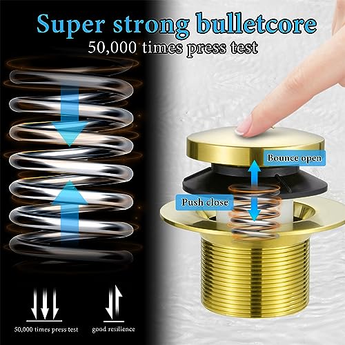 Tip Toe Bathtub Drain Conversion Kit Assembly, Tub Drain Plug Trim Set Bath Tub Drain Stopper with Two-Hole Overflow Faceplate (Brushed Gold) - color: Polished Brass