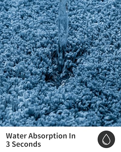 ILANGO Blue Bathroom Rugs 60" × 24" Non Slip & Super Absorbent Extra Thick Soft, Washable Bath Carpet Runner for Floor, Microfiber Plush Shaggy Bath Mats with Rubber for Bedroom Bathtub Shower Room - color: Blue, size: 2' x 4'11" (24''x59'' Bathroom Rug)