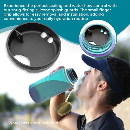 Splash Guards Compatible with 32 oz Wide Mouth Bottles with a 53 mm Inner Opening, Wide Mouth Water Bottle Accessories, Not for 16 oz or Narrow Mouth Bottles - color: Obsidian Black 4 Pack