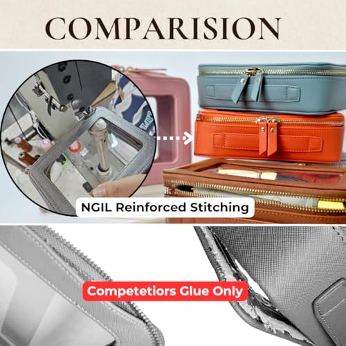NGIL Clear Faux Leather Travel Toiletry Bag, Makeup Bag Organizer for Women, Clear Window & Gold Zipper Makeup Bag, Road Trip Essential, Skincare, Cruise Ship Essentials (Grey) - color: Grey
