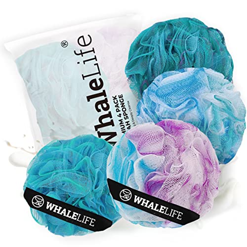 Loofah Sponge Bath Sponge for Women Men 4 Pack (Blue Conbine) - style: Blue Conbine