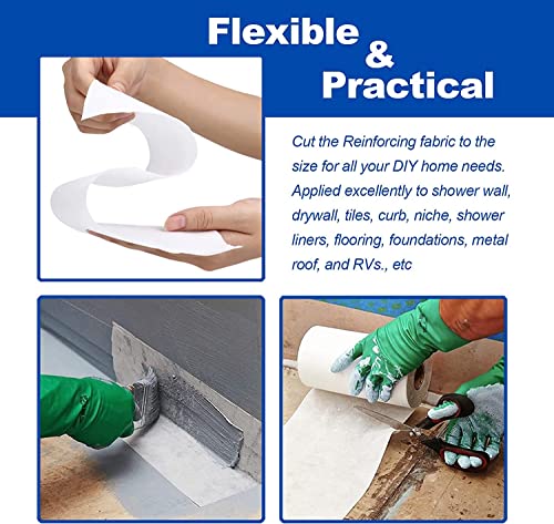 3.3 Ft x 115 Ft Waterproofing Membrane Fabric, Reinforcing Anti Fracture Geo Textile Mesh Drywall Tape, Liquid Waterproof Membranes Roof Tape for Shower Wall, Seams, Joints - size: 3.3 Feet x 115 Feet
