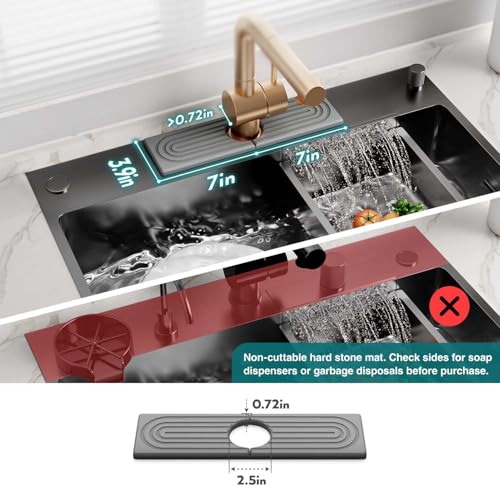 eormoe Diatomite Kitchen Faucet Mat - 14Inch Water Absorbing Stone Tray for Sink, Stone Fast-Drying Faucet Mat for Kitchen Counter Sink Accessories (Grey, 14'' x 3.9'') - color: Gray, size: 14" x 3.9"