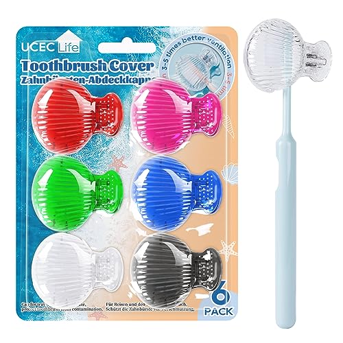 UCEC 6 Pack Toothbrush Covers Caps, Toothbrush Protector Head Covers Case | Toothbrush Cover Cap Plastic Clip,Tooth Brush Cover for Travel, Camping, Bathroom, School, Business - color: Style 1