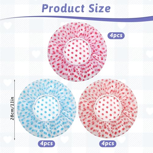 12 Pcs Reusable Shower Hat Bath Caps, Elastic Reusable Waterproof Plastic Shower Caps for Women, Waterproof Bath Hair Hat with Elastic Band, Bathing Showers Cap for Showers Spa Salon