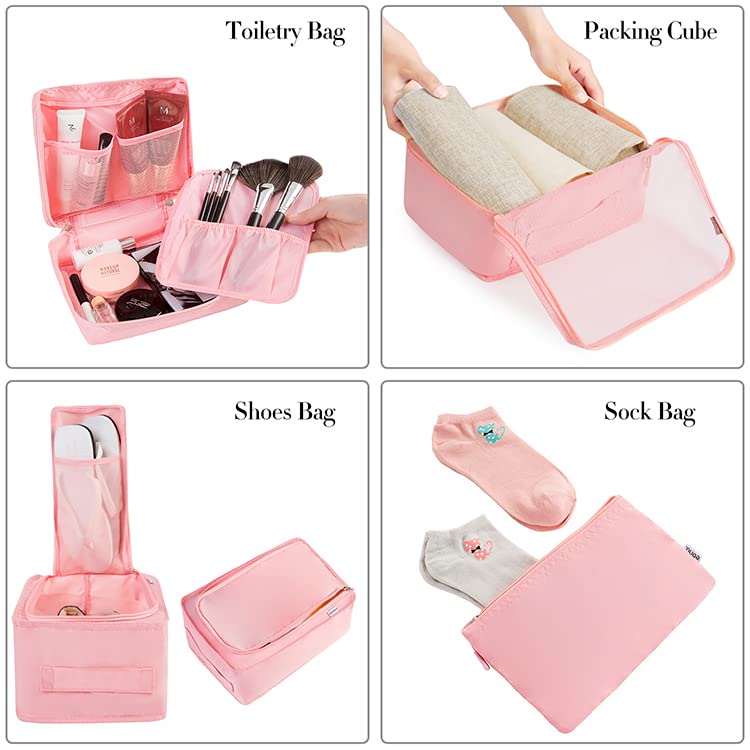 BAGAIL 8 Set Packing Cubes Luggage Packing Organizers for Travel Accessories-Blush Pink - color: Blush Pink, size: 8 Set