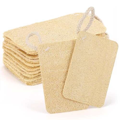 12 Pieces Mini Natural Loofah Exfoliating Facial Scrubber, Made with Natural Egyptian Shower Loofah Sponge, Bath Shower Loofah Sponge for Women and Men