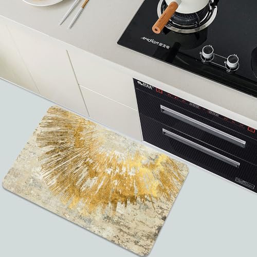 Diatomaceous Earth Bath Mat,Abstract Art Golden Sun Non-Slip Volume Super Absorbent Fast Drying for Bathroom Kitchen Door mat,Eco-Friendly Easy to Clean 20×31Inch (50 * 80cm) - color: Abstract Art Golden Sun, size: 1'8" x 2'8" (Rectangular)