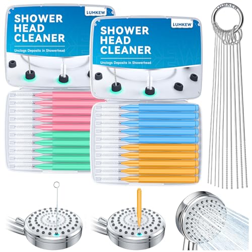 Lumkew Multiszie Shower Head Cleaner Tool, Shower Head Cleaning Brush for Small Hole Nozzle with Storage Boxes, Showerhead Cleaner Picks Unclogger for Household Bathroom