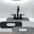 Bathroom Sink Splash Guard Oval-Hole Rectangle-Hole: AHA HOMEWARE, Faucet Mat for Bathroom Sink Oval Base , Bathroom Sink Water Splash Guard Centerset Rectangle Base (Black & Gray) - color: Black & Gray