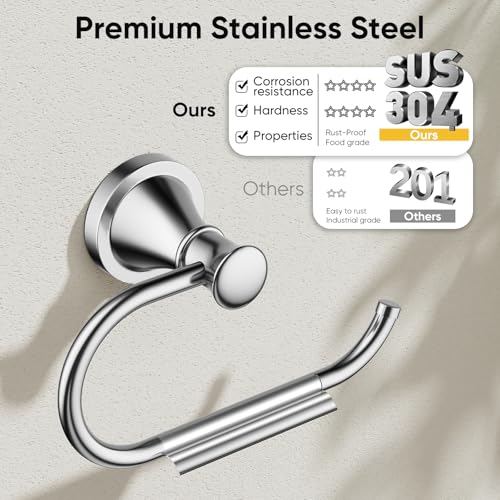 BESy Polished Chrome Toilet Tissue Paper Holder Polished Chrome Bathroom Accessories Toilet roll Paper Hanger, Wall Mounted, Rustproof - color: Polished Chrome