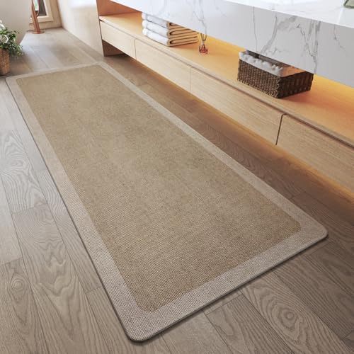 YDKGL Bathroom Runner Rug, Thin Bath Mat Bathroom Rugs Non Slip Washable, Rubber Backing Quick Dry for Floor, Tub and Shower, Brown Beige 24x70 - color: Al-beige Brown, size: 24"x 70"