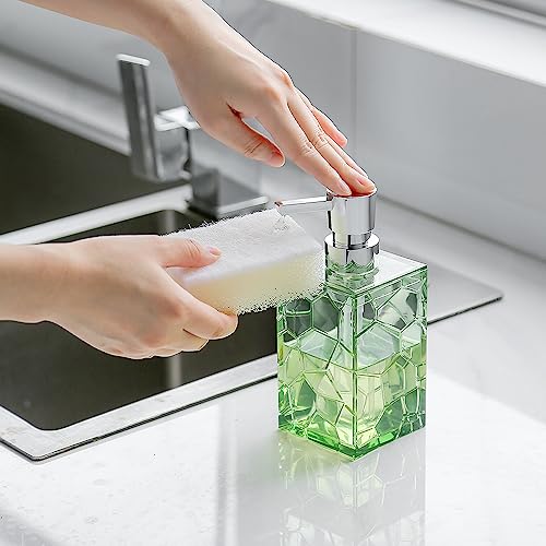 2 Pack Clear Saga Green Rust Proof Soap Dispenser Bathroom, Acrylic Plastic Hand Soap Lotion Dispenser with Pump for Bathroom&Kitchen - color: 2 Pack Green