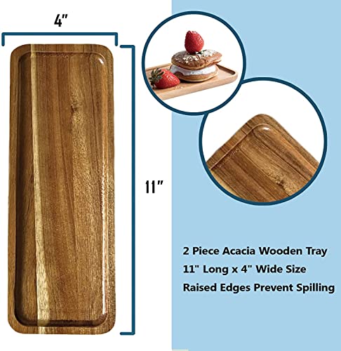 Bathroom Long Vanity Trays, 1PCS Wooden Toilet Tank Storage Tray, Farmhouse Wood Tray Kitchen Living Room Counter Top Organizers for Small Things, Table Sink Holders 11 x 4 inch - color: Square