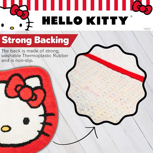 Hello Kitty Non Slip Poly Knit Plush Bathroom Rug, 26" x 23",(Officially Licensed Product) By Franco - color: Hello Kitty Red Bow