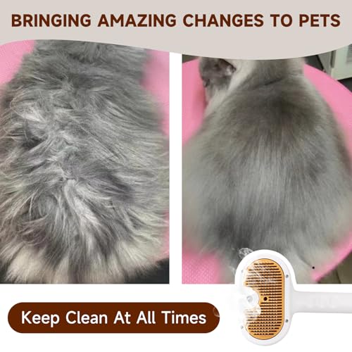 Pet Steam Brush for Dog & Cat – 3-in-1 Spray Hair Removal Comb for Shedding & Grooming, Softens Fur & Reduces Static – Water Brush for Long & Short Coats, Bath-Hating Pets, Includes Waterless Shampoo - size: 7.8"-240ML