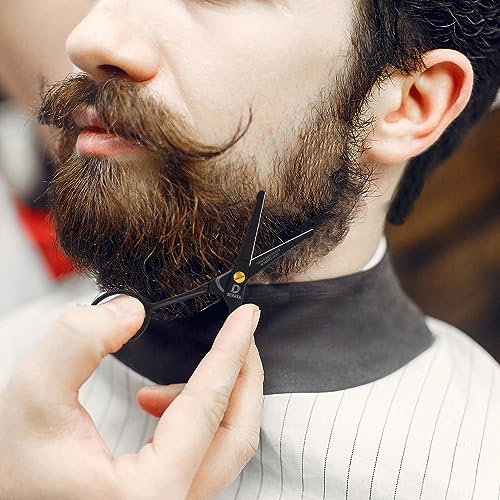 DEMAXA 4.5" Round Tip Safety Mustache Scissors Beard Scissors with 1 Mustache Comb, 1 Beard Comb & Soft Pouch – Best Facial Hair Shears for Beard Mustache Trimming Nose & Ear Hair - color: 4.5" Round Tip Black