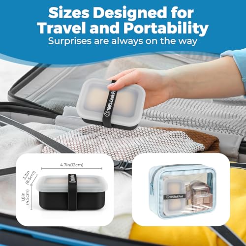 Compact Leakproof Travel Soap Case with Lid & Silicone Strap - Portable Draining Soap Bar Holder for Gym, Bathroom, Camping - Lightweight Silicone Soap Dish Container (Black) - color: Black