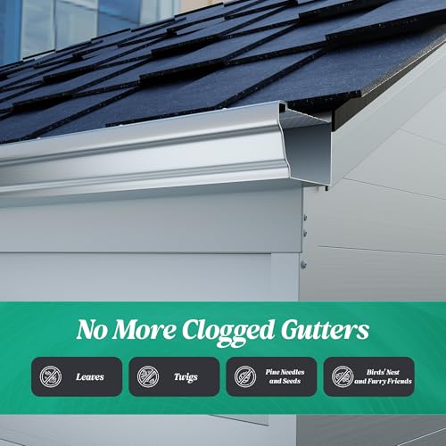 5 Inch Gutter Guards Aluminum | 25 PCS 100 ft DIY Rain Gutter Covers with 0.157 Inch Holes for Leaves Debris Clogs