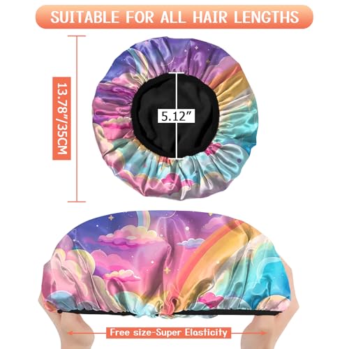 Luxury Shower Cap Terry Lined Reusable Triple Layer Waterproof Hair Elastic Caps Shower Bath Hat for Women Girls Cute Aesthetic-Pink Cloud - color: AL8-Pink Cloud