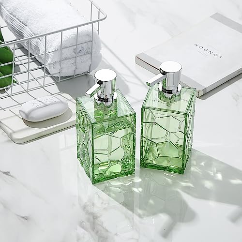 2 Pack Clear Saga Green Rust Proof Soap Dispenser Bathroom, Acrylic Plastic Hand Soap Lotion Dispenser with Pump for Bathroom&Kitchen - color: 2 Pack Green