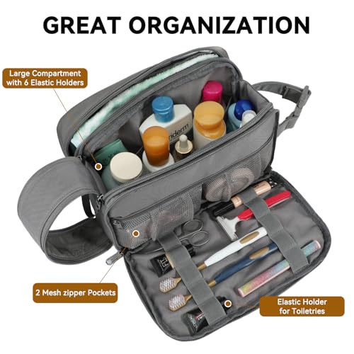 Voova Travel Toiletry Bag for Men Women, Hanging Dopp Kit Water Resistant Shaving Bag for Toiletries Accessories, Small Makeup Organizer Case for Traveling Essentials, Bathroom, Cosmetics, Grey - color: Grey