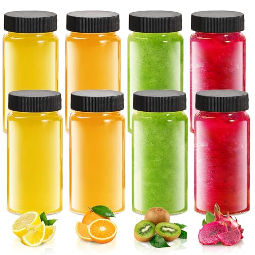 Jarsoph 2oz 60ml 8 Pcs Clear Glass Bottle with Lids, Wellness, Juice, Mini | Leakproof Mini Travel Bottles, Decorative Bottles Set for Spices - size: 2OZ 8PCS