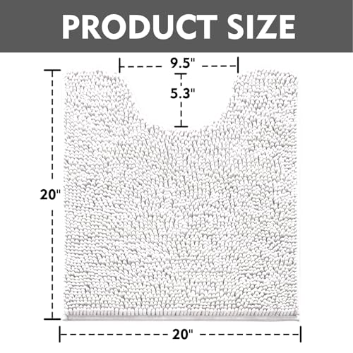 RUN HELIX Toilet Rugs U-Shaped 20x20 Extra Soft Chenille Bath Rugs, PVC Backing Quick Dry, Machine Washable Contour Bathroom Rugs for Toilet Contoured Bath Mats Home Decor Accessories White - color: White, size: U20"x20"
