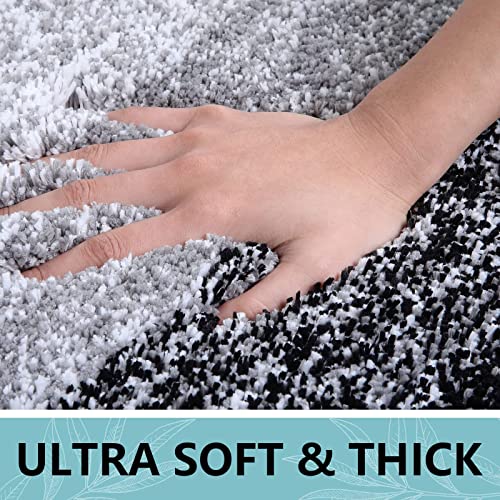 Arotive Bathroom Rugs Sets 2 Piece, Shaggy Soft and Absorbent Microfiber Bath Rugs, Machine Washable Dry Bath Mats for Bathroom, 30x20 and 24x16, Black - color: Black, size: 30" X 20" + 24" X 16"