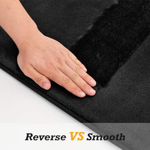 HUXMEYSON Bathroom Rugs Sets 2 Piece, Non-Slip & Quick Dry Bath Mat Set, Ultra Soft Velvet Bath Rugs for Bathroom, Toilet and Shower Floor, Black - color: Black, size: 17"x24"+20"x48"