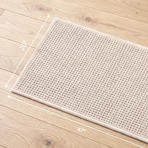Bathroom Rugs Non Slip Washable, Super Absorbent Thin Bath Mat for Small Quick Dry Low Pile Bathroom Rug, (Khaki, 47″x20″) - color: Khaki, size: 1'8" x 3'11" (47″x20″)