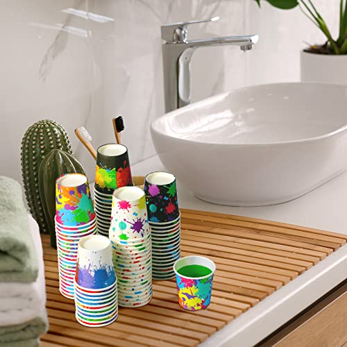 Tiamon 500 Pack 2 oz Paper Cups, Mini Mouthwash Disposable Bathroom Small Paper Drinking Espresso Cups for Home Office Travel Picnic Party Supplies(Artist Paint) - style: Artist Paint