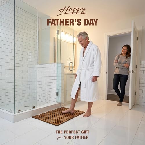 Acacia Wood Bath Mat - Non Slip Sturdy Wooden Bathroom Mat - Large Outdoor Shower Mat for Indoor & Outdoor Shower, Spa, Sauna, Cold Plunge, Camping 16" x 24" - size: 23.6" x 15.7" (Rectangular)