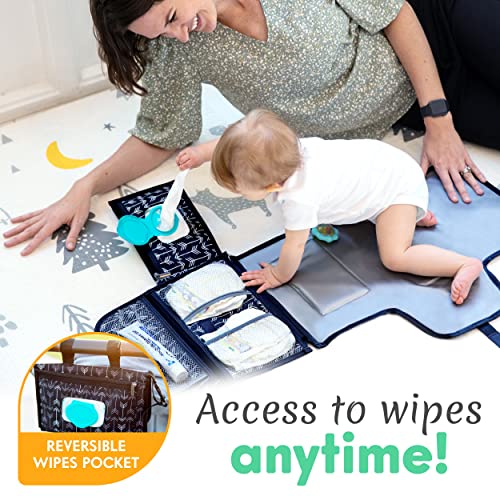 Kopi Baby Portable Diaper Changing Pad-Baby Diaper Changer Travel Bag with Wipes Pocket, Smart Design Portable Changing Mat, Infant Travel Station Kit, Gift for Newborn Girl & Boy-Black Arrows,Premium - color: Black Arrows, size: Premium