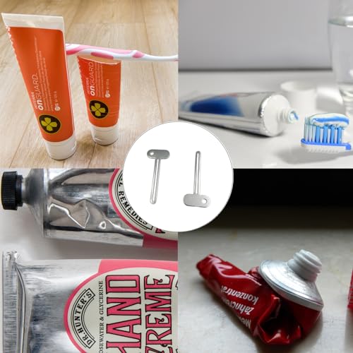Toothpaste Squeezer, 4 Pcs Metal Manual Toothpaste Squeezer Roller Stainless Steel Tube Squeezer Toothpaste Squeezer Dispenser Hand Cream Tube for Saving Toothpaste Facial Cleanser Bathroom