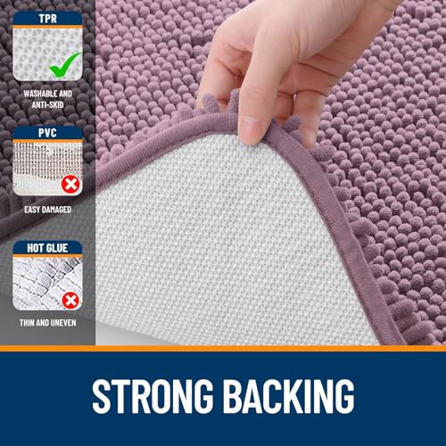 OLANLY Bathroom Rugs Sets 2 Piece, Soft Absorbent Chenille Bath Mats Area Rug Set, Non-Slip, Quick Dry, Machine Washable Bath Mats for Bathroom, Home Decor Accessories (30"x20"+24"x16", Deep Plum) - color: Deep Plum, size: 30" X 20" + 24" X 16"