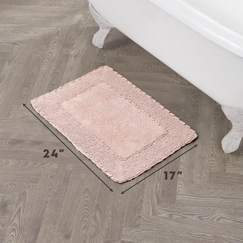 Laura Ashley Ruffle Border 100% Cotton Bath Rug, Blush Pink, 17"x 24" - color: Blush, size: 1'5" x 2' (Rectangular)